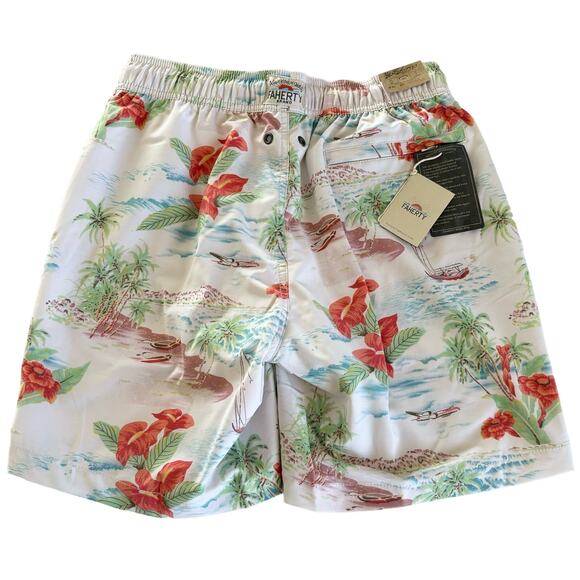 Faherty Beacon Tropical Print Swim Trunks Mens Shorts Size Small NWT - Picture 7 of 8